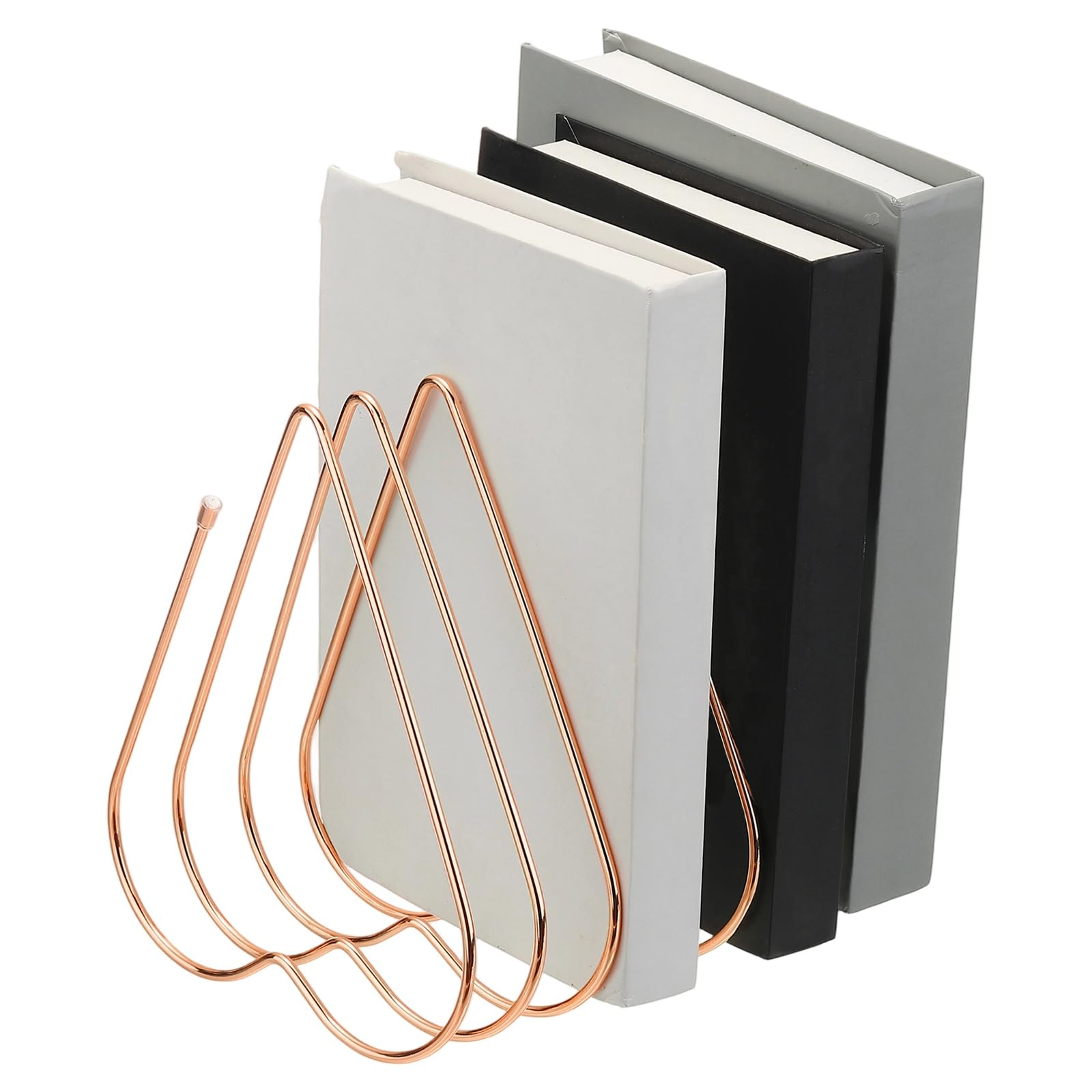 PATIKIL Folder Organizer Stand, 7 Slot Metal Heart Shaped File Rack File Holder for Desk Magazine Letter Paper Mail Home Office Decor Magazine Letter Paper Mail, Rose Gold