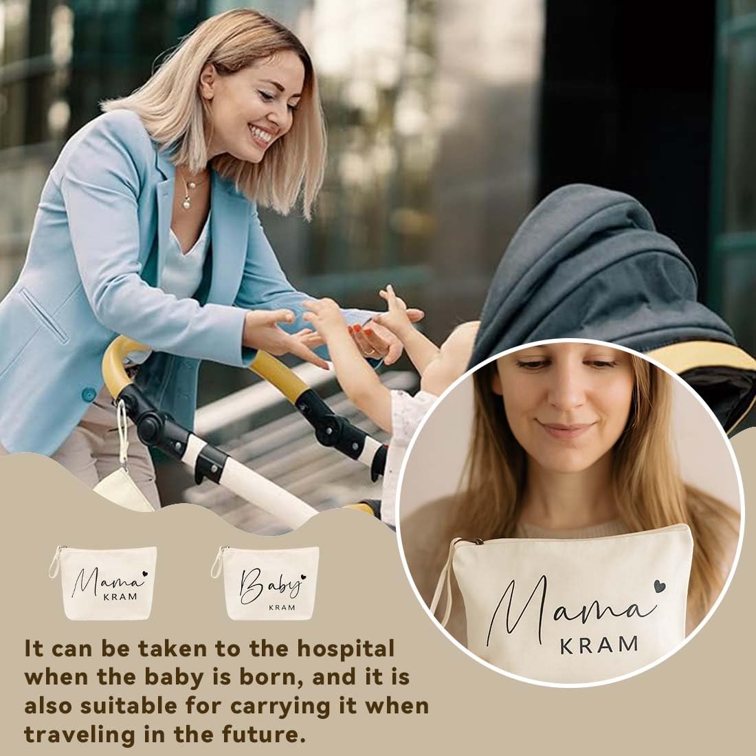 Trousse Per Trucchi Personalizzata Per Donne, Borsa Per Mamma Con Chiusura Lampo, Bianco