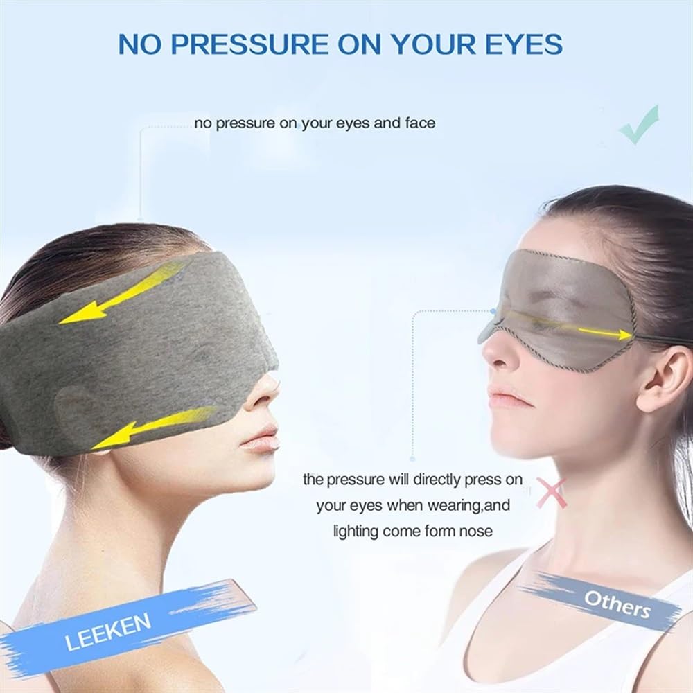 Lot de 3 masques de sommeil en coton et soie pour homme et femme - Doux et portable - Noir