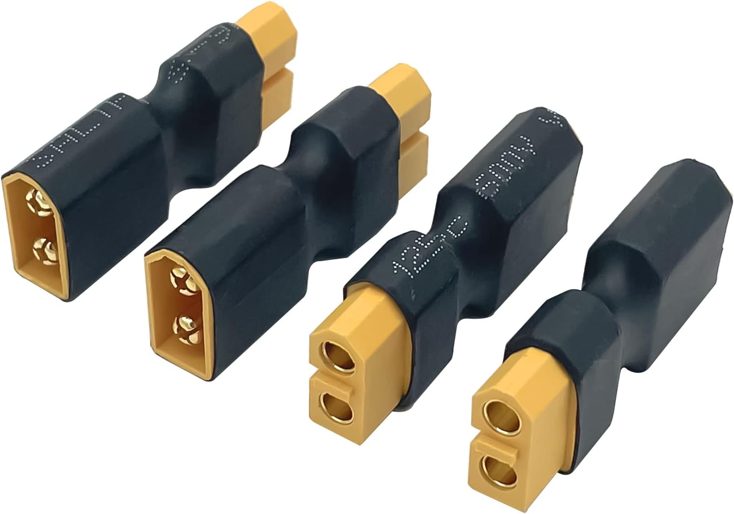 4Packs XT60 Male to Female Connector no Wire Adapter,XT60 Connector Adapter for RC FPV Car Plane Drone LiPo Battery
