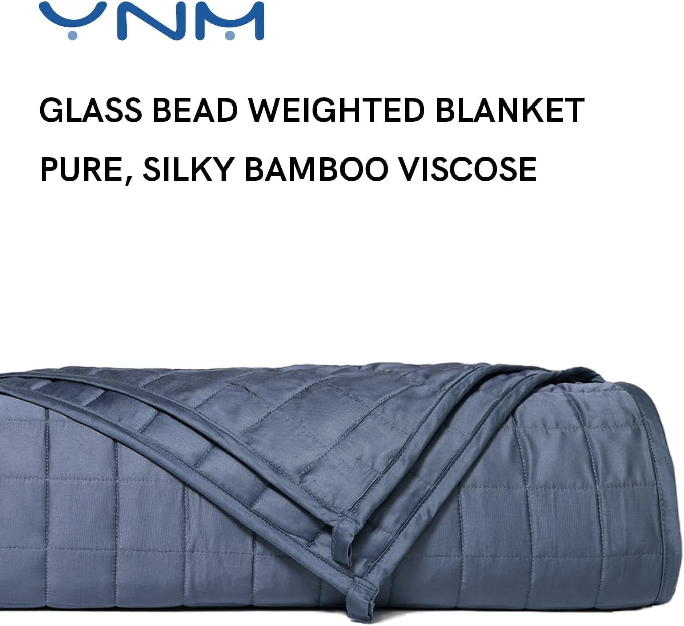 YNM Coperta ponderata rinfrescante, rayon derivato da bambù con perline di vetro di alta qualità (blu grigio, 122 cm x 183 cm, 6,8 kg), adatta per una persona per letto singolo