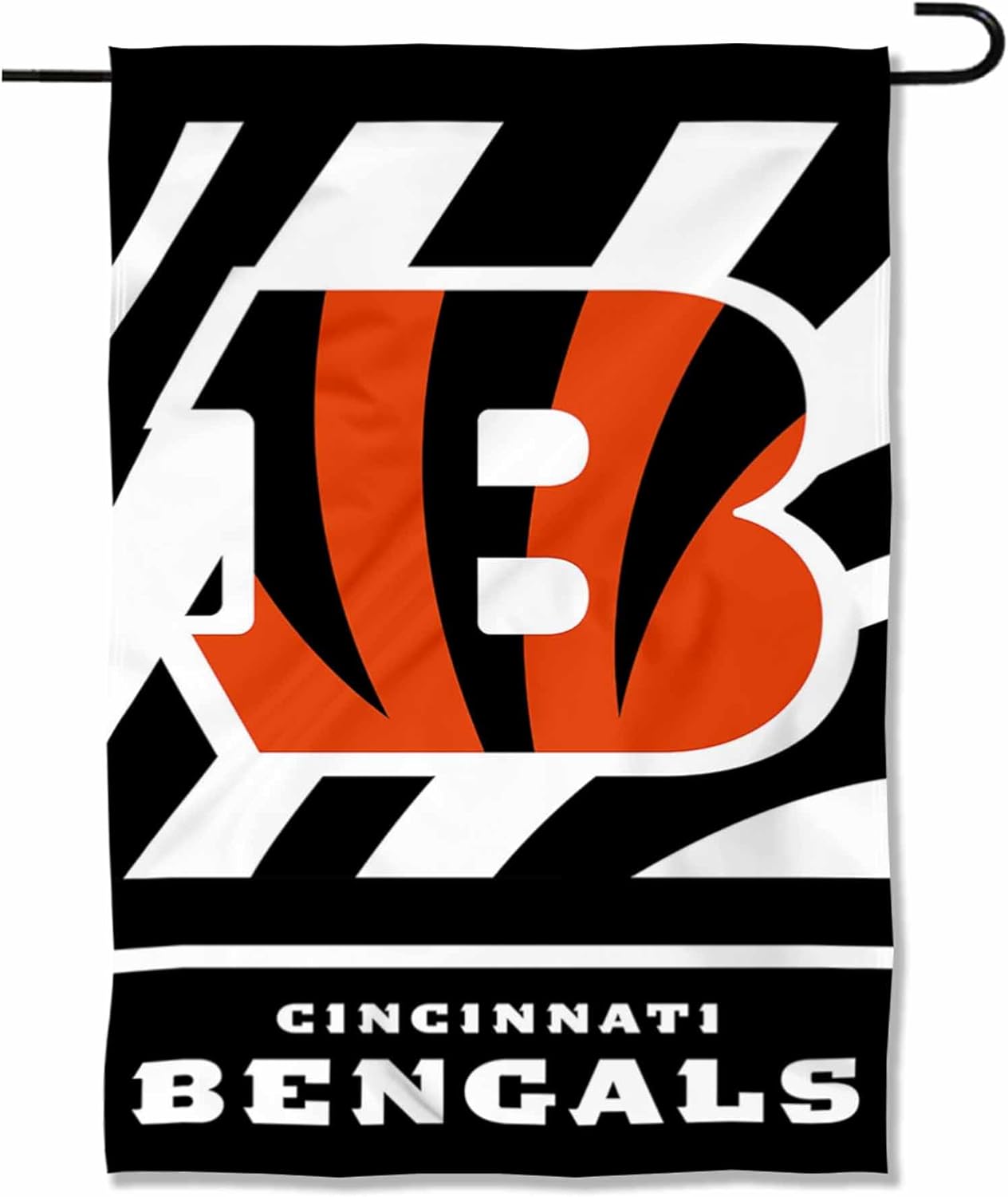 Cincinnati Bengals White Stripes Garden Flag Double Sided Banner