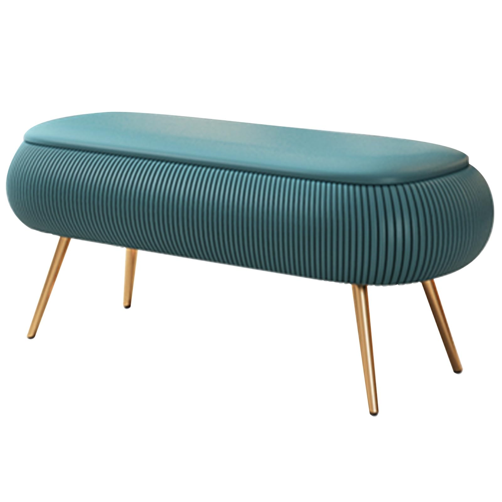 MSHGSKU PU Upholstered Shoe Bench 39.37in Blue Entryway Storage Seat with Stainless Steel Legs Modern Bedroom & Living Room Ottoman Stylish Footrest for Home Décor