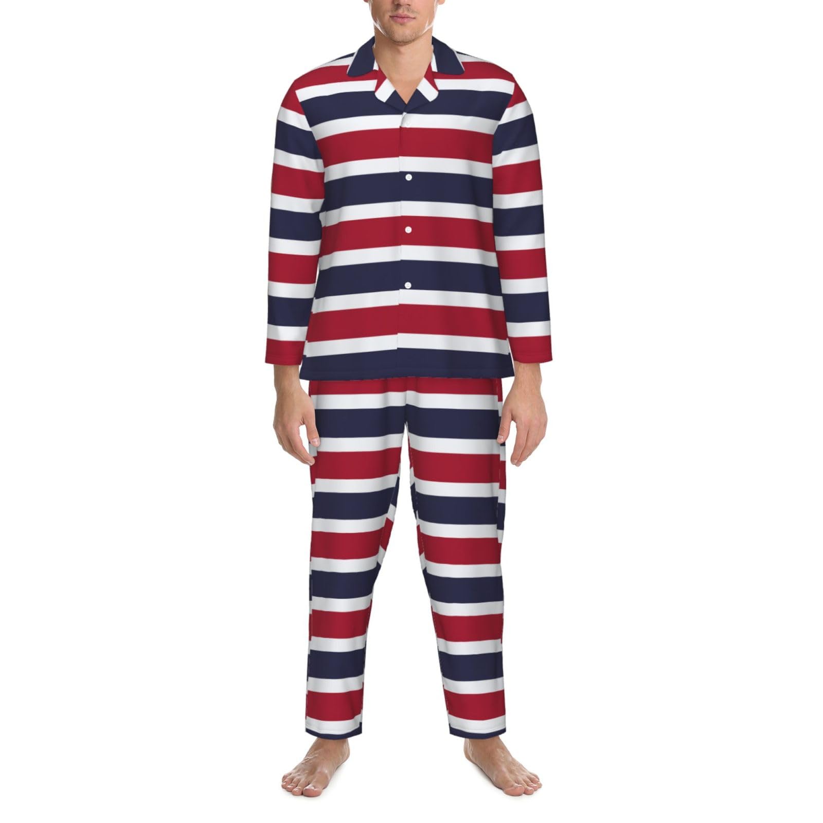 Herren-Pyjama-Set mit Thailand-Flagge, langärmelig, zweiteilig, Hauskleidung, bequeme Nachtwäsche