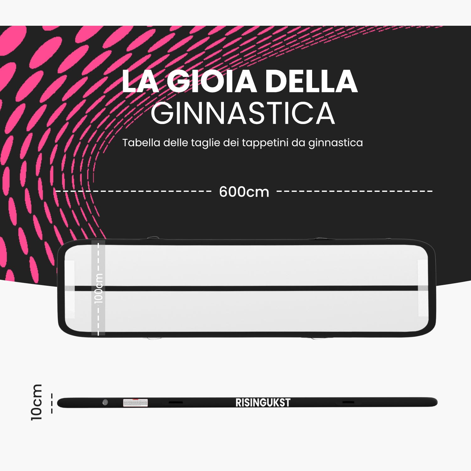 RISINGUKST Air Track Ginnastica Artistica 10/20cm Spessore, 3/4/5/6m materassino palestra con Pompa Elettrica per Casa