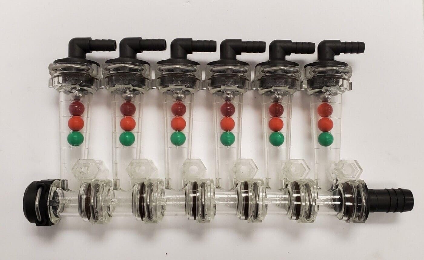 Wilger 6 Column Flow Indicator w/ 3/8" 90° Outlets & 3/4" Straight Inlet 976-204606