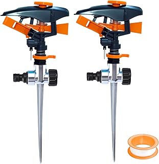 2 Pcs Asperseur Arrosage Rotatif, dellyy Arroseur a Pulsation Pelouse, Arroseur de Jardin Rotatif 360, Arrosage Jardin Sprinkler, pour Arroser Les Plantes de La Pelouse du Jardin