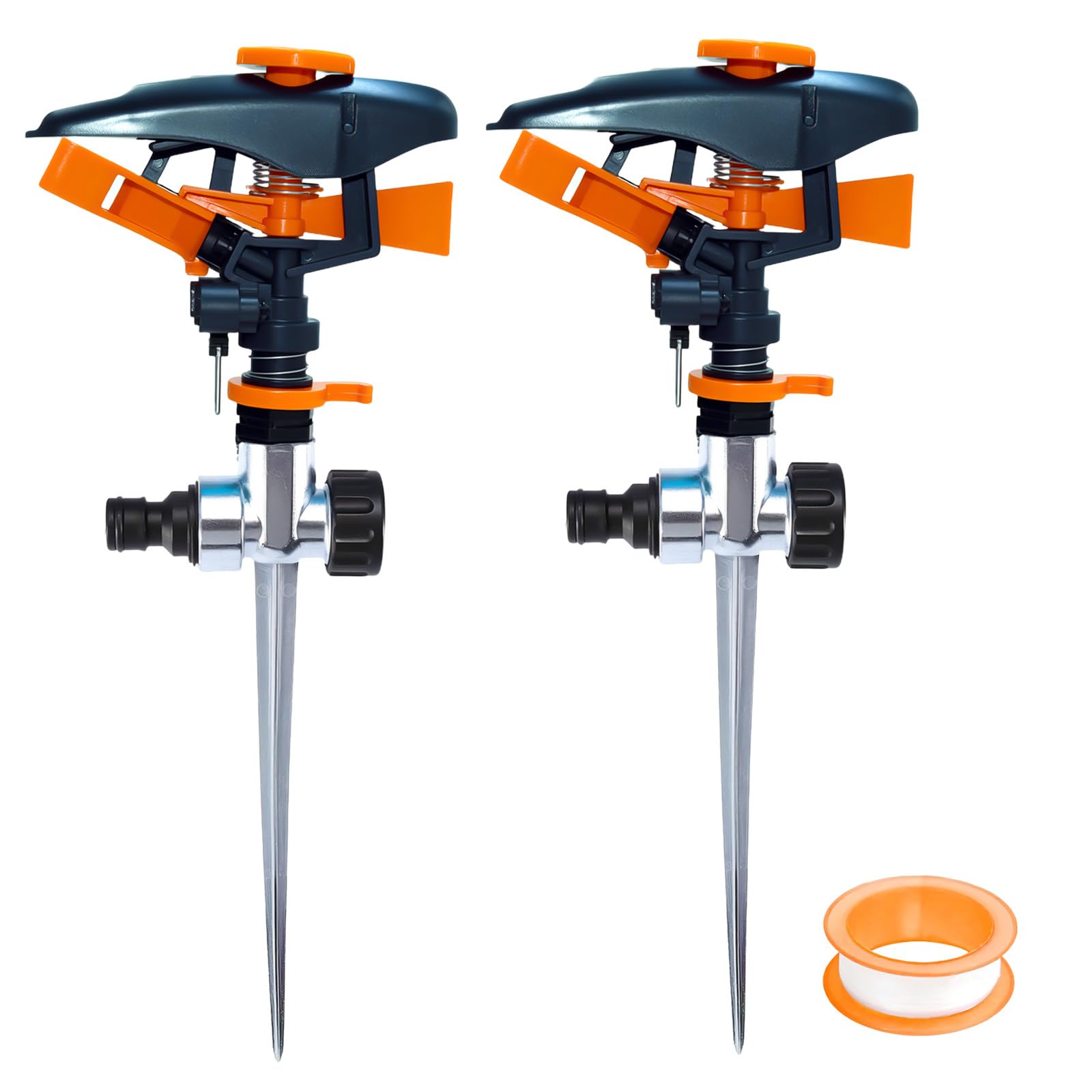 2 Pcs Aspersores de Riego Cesped Giratorio, dellyy Riego Jardin, Aspersores Tejado, Riego por Pulso, Aspersor Sectorial 3/4, Jardin Sectorial para Plantas Flores Verduras