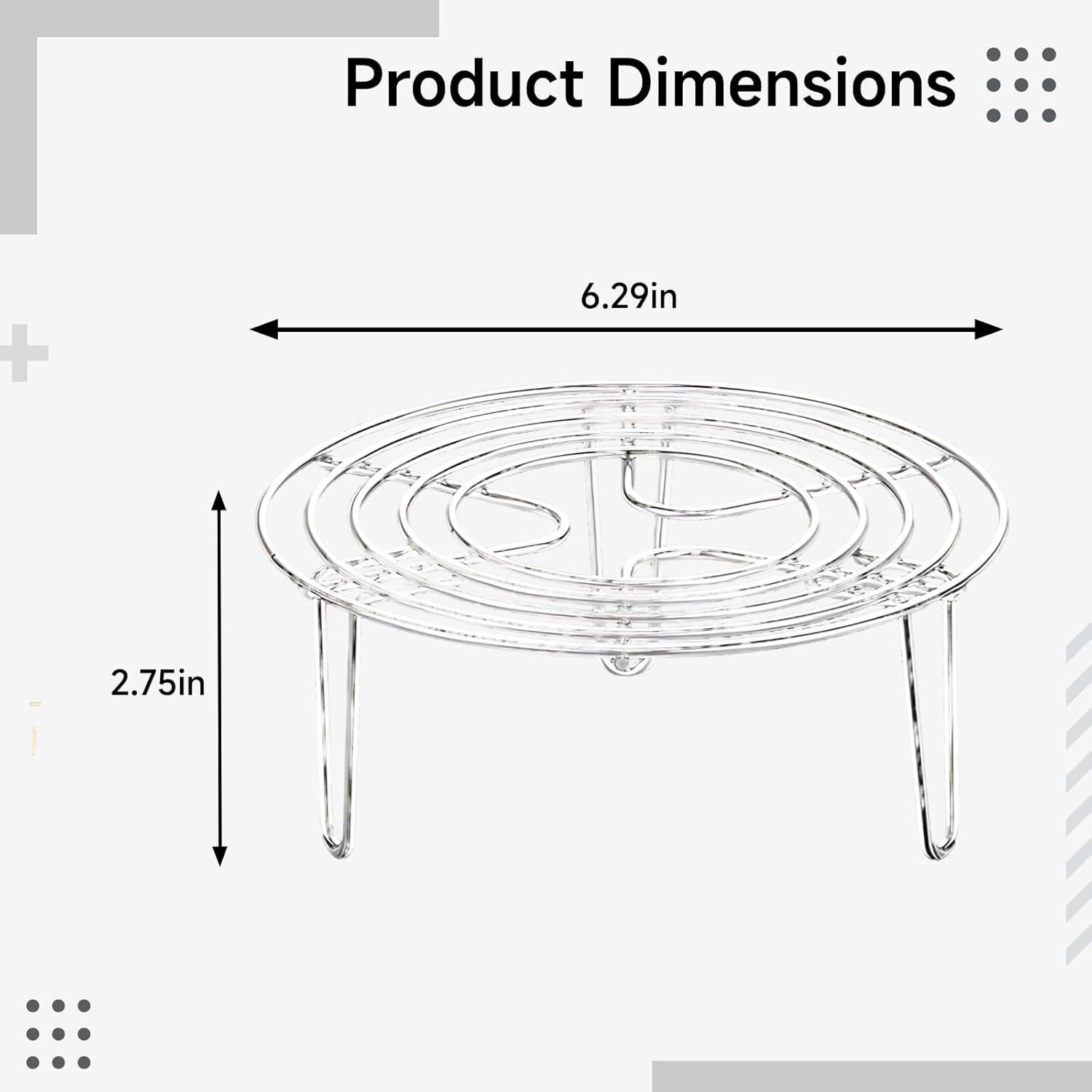 2 Pack Stainless Steel Cooking Rack for Steaming, Multi-Use Air Fryer and Pressure Cooker Rack, Ideal Kitchen Accessory