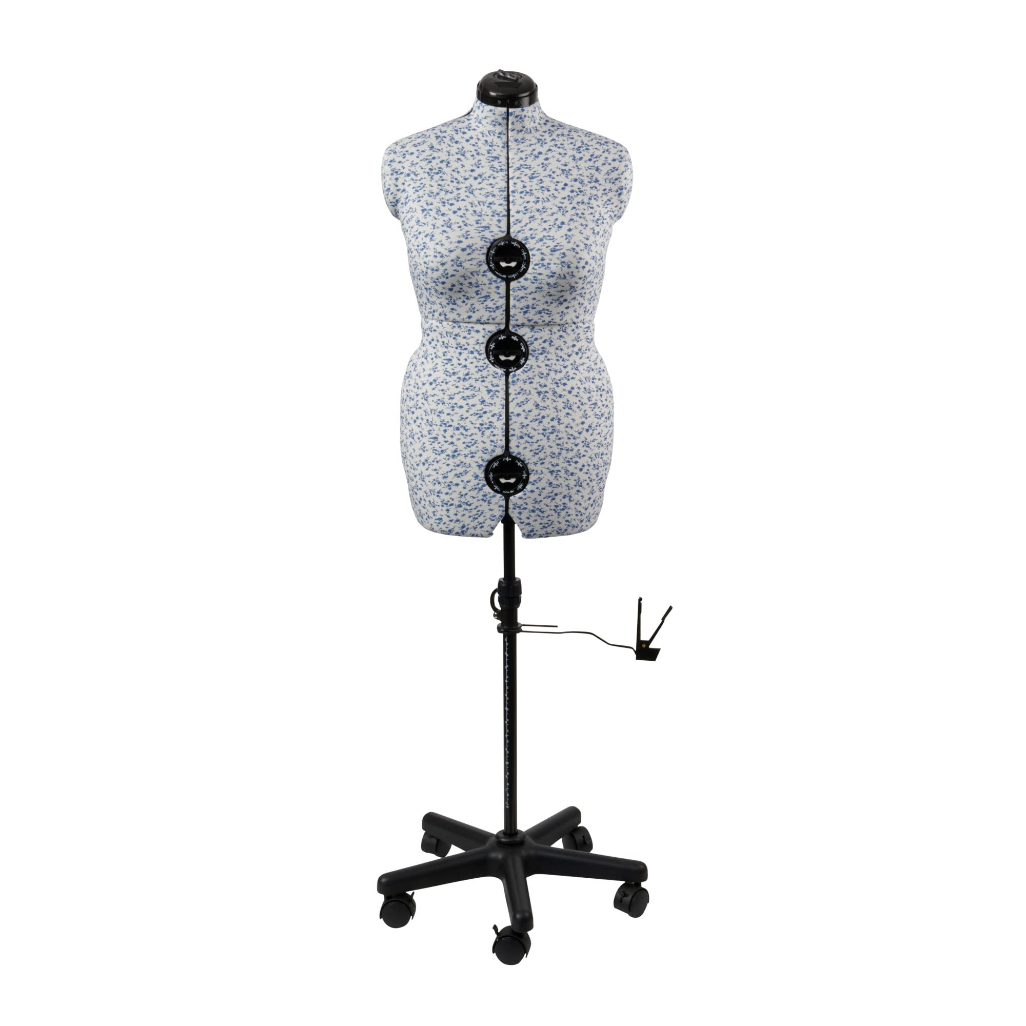 Sewing Online Blue Adjustable Dressmakers Dummy Ditsy Wedgewood With Hem Marker And 5-Star Base On Castors, Dress Form Sizes 16-20 - Pin, Measure, Fit And Display Clothes On This Tailors Dummy - 5919B