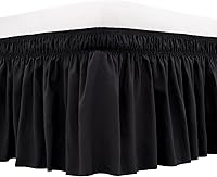 Vista 39 de Vocander Falda de cama negra tamaño Queen de 18 pulgadas, fácil de poner, elástico envolvente alrededor del volante para marco de cama y colchón