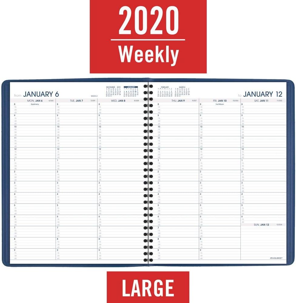 AT-A-GLANCE 2020 Weekly Planner / Appointment Book, 8-1/2" x 11", Large, Blue (7094020)