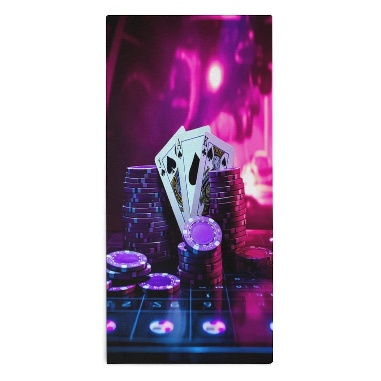 TXFBTRFSA Playing Cards Dice And Chips Abstract Art Casino Hand Towels for Adult Face Towel Bath Beach Swim Accessories
