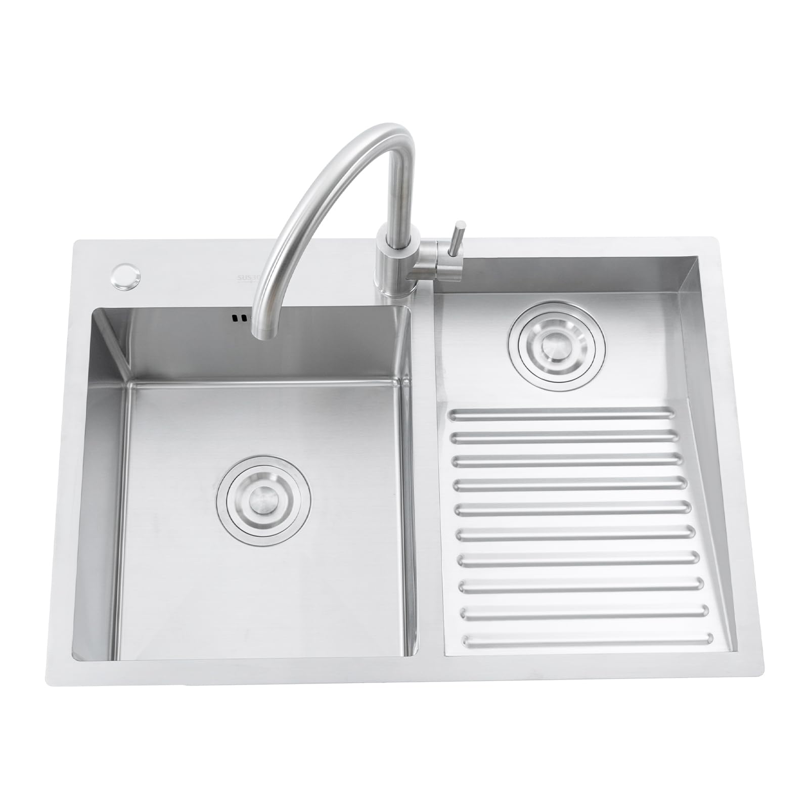 Laundry Room Sink with Faucet - Stainless Steel Double Sink for Kitchen, Bathroom, Basement (27.56 * 18.9 * 8.66in)