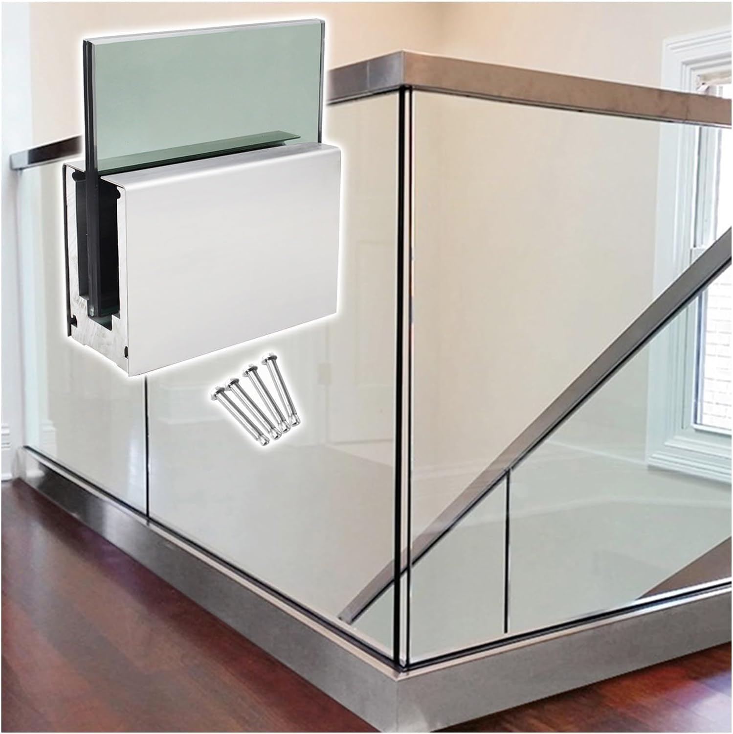 Valla de piscina y terrazas con postes de aluminio para escaleras exteriores