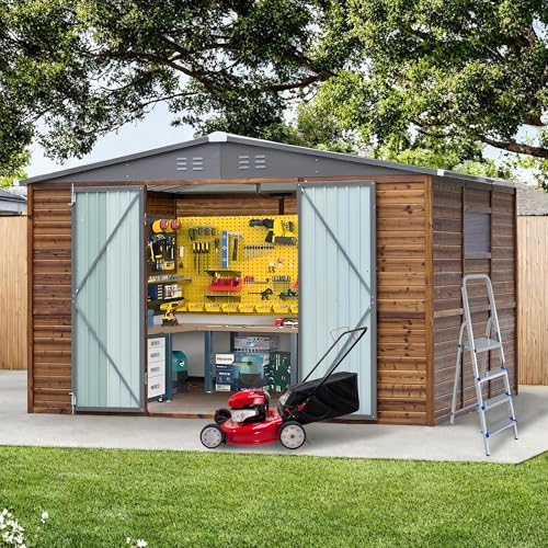 Jaxenor 8x10 FT Outdoor Wood Storage Shed with Windows