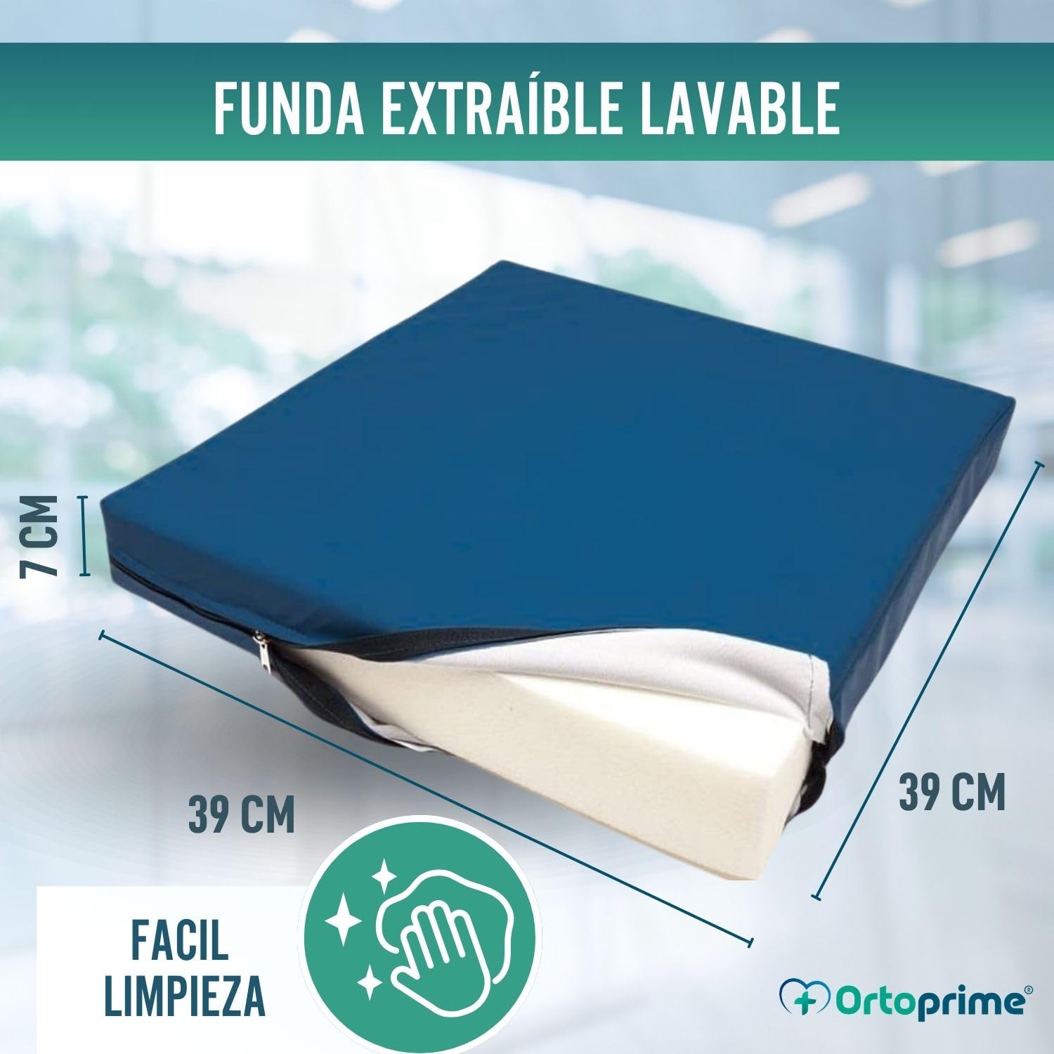 OrtoPrime Poduszka przeciwpoślizgowa Wiscoelastyczna Postural - Poduszka ortopedyczna Coxis Memory Foam - Poduszka terapeutyczna odleżyny - Nadaje się do wózka inwalidzkiego, domu, samochodu i biura