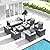 ovios Patio Furniture Set, 9 Pieces Outdoor Wicker Rattan Sofa Couch with 6 Chairs, Ottomans and Comfy Cushions, All Weather High Back Conversation Set Garden Backyard, Grey