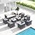 ovios Patio Furniture Set, 9 Pieces Outdoor Wicker Rattan Sofa Couch with 6 Chairs, Ottomans and Comfy Cushions, All Weather High Back Conversation Set Garden Backyard, Grey