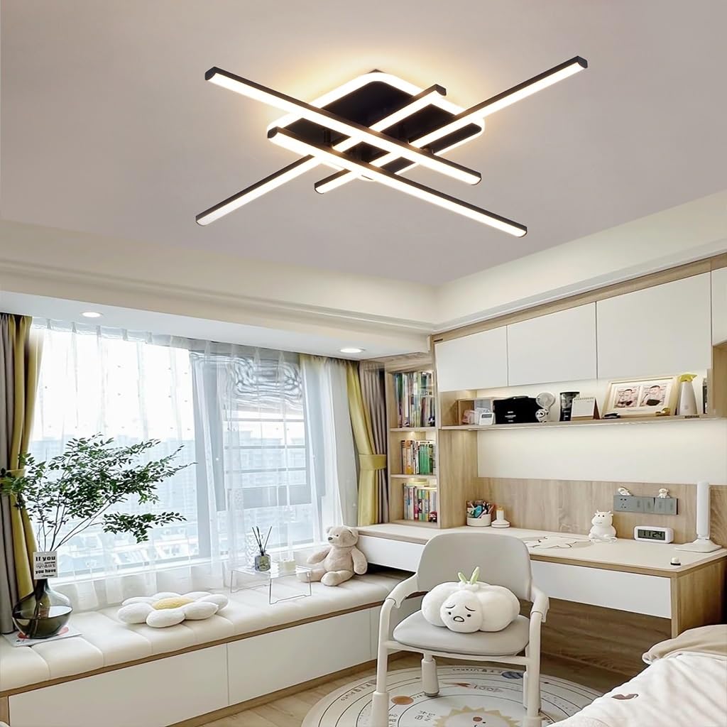Lampada da soffitto Moderna a LED dimmerabile per Camera da Letto con Telecomando. Lampadario Creativo lineare Lungo da 42 W, Adatto per Ristorante, Soggiorno, Cucina, Isola.