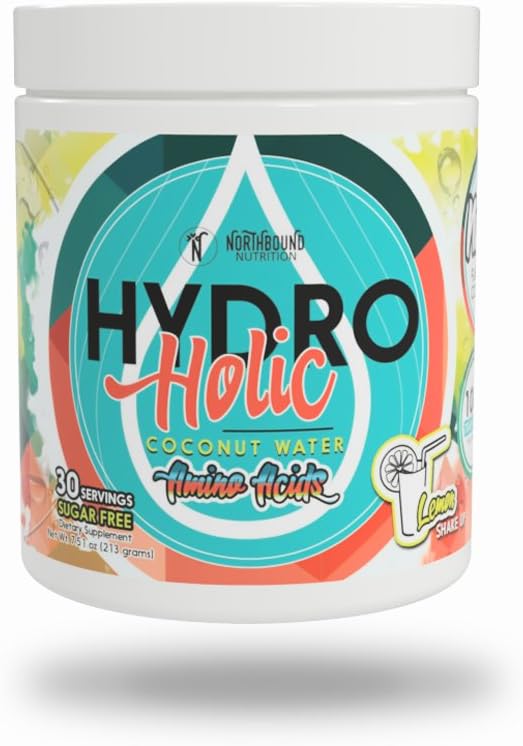 NorthBound Nutrition HydroHolic Amino Acids + Coconut Water - 30 Servings - Hydration and BCAAs Powder Drink Mix Supplement, Lemon Shakeup, Fishbowl Punch and Taffy Twist (Lemon ShakeUp)