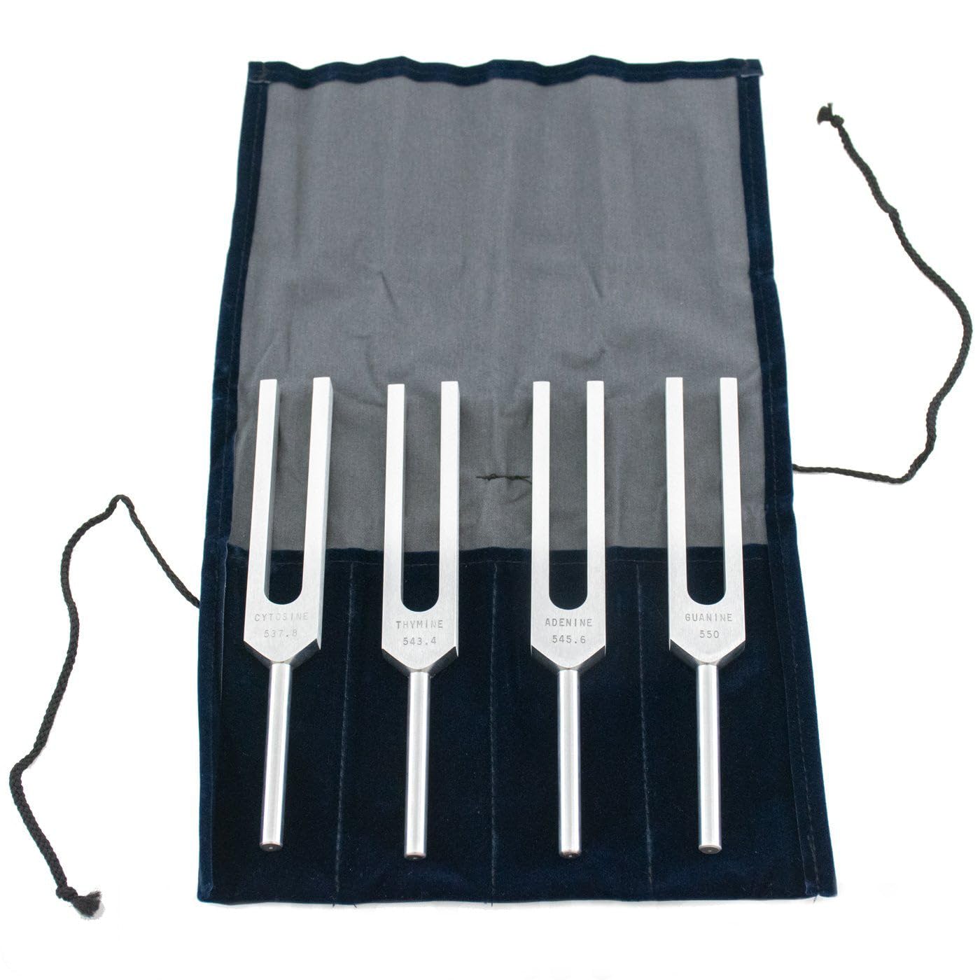 Luminanti DNA Nucleotides Tuning Fork Set - 4 Pieces, Stainless Steel, Unweighted - Includes Velvet Pouch - Tuned to Work with the DNA Nucleotides of the Body