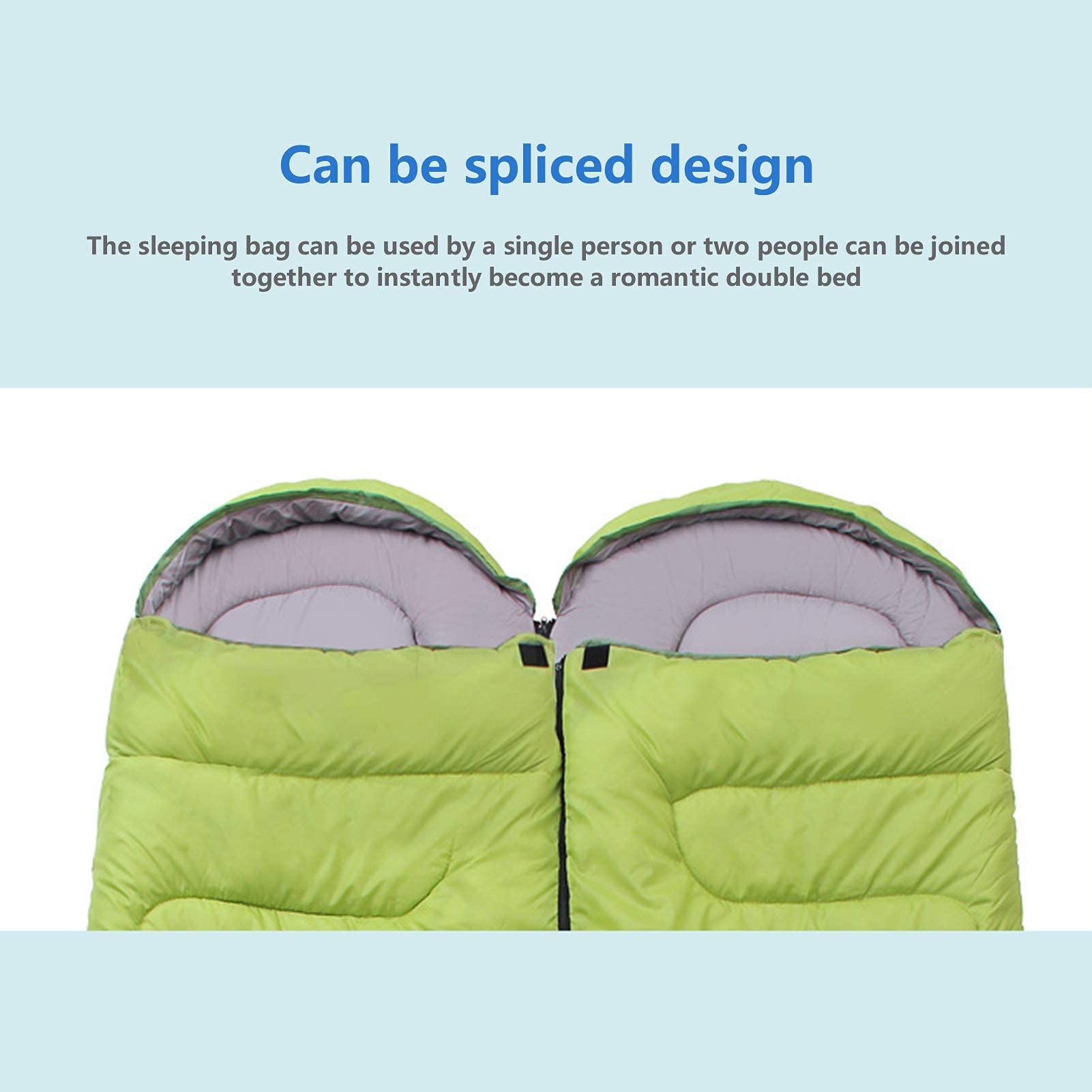 Sacco a Pelo, Sacco a Pelo Termico con Busta di Riempimento in Cotone Vuoto con Design Impermeabile (Verde 1.1KG)