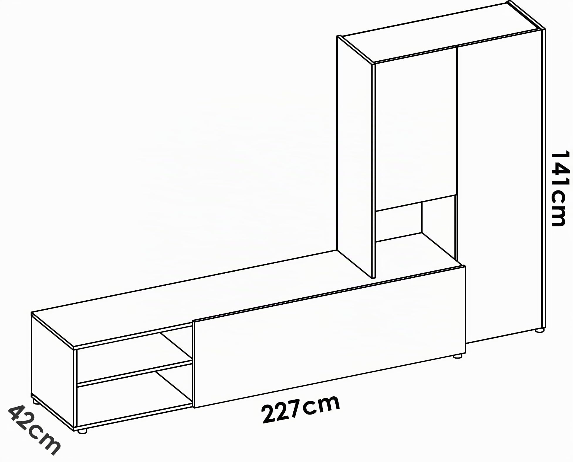 DEKIT GRUPO RIMOBEL KEI - SALON TV COMPACTO CON 3 PUERTAS - BLANCO / NATURAL - 140,6 x 227 x 40