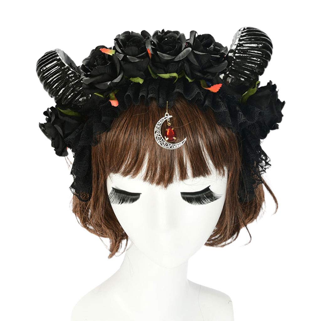 Serre-tête gothique Halloween confortable à cornes de mouton
