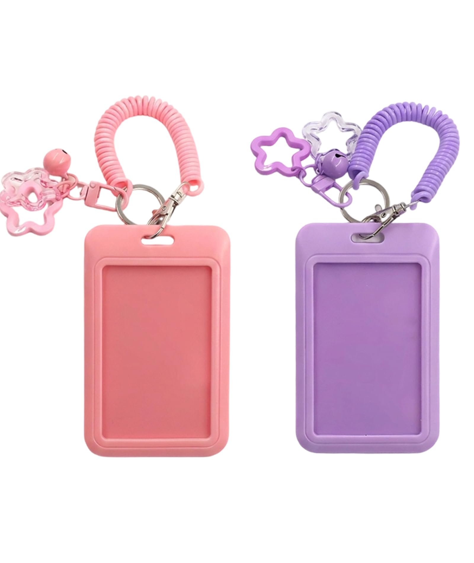 nhcdfa 2PCS Photocard Holder, Two Star Design Card Cases, For Daily ID Cards and Travel Documents, Pink and Purple Color Set With Detachable Keychain-picture-35
