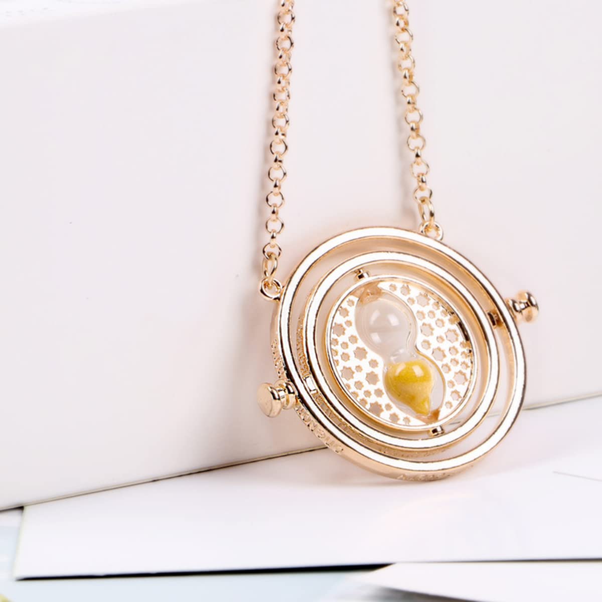 Naszyjnik Harry Potter, Obrotowy O 360 Stopni, Wisiorek Z Klepsydrą, Time Turner Granger, Magiczny Naszyjnik Dla Dziewczyny, 1, Cynk, Bez kamieni szlachetnych