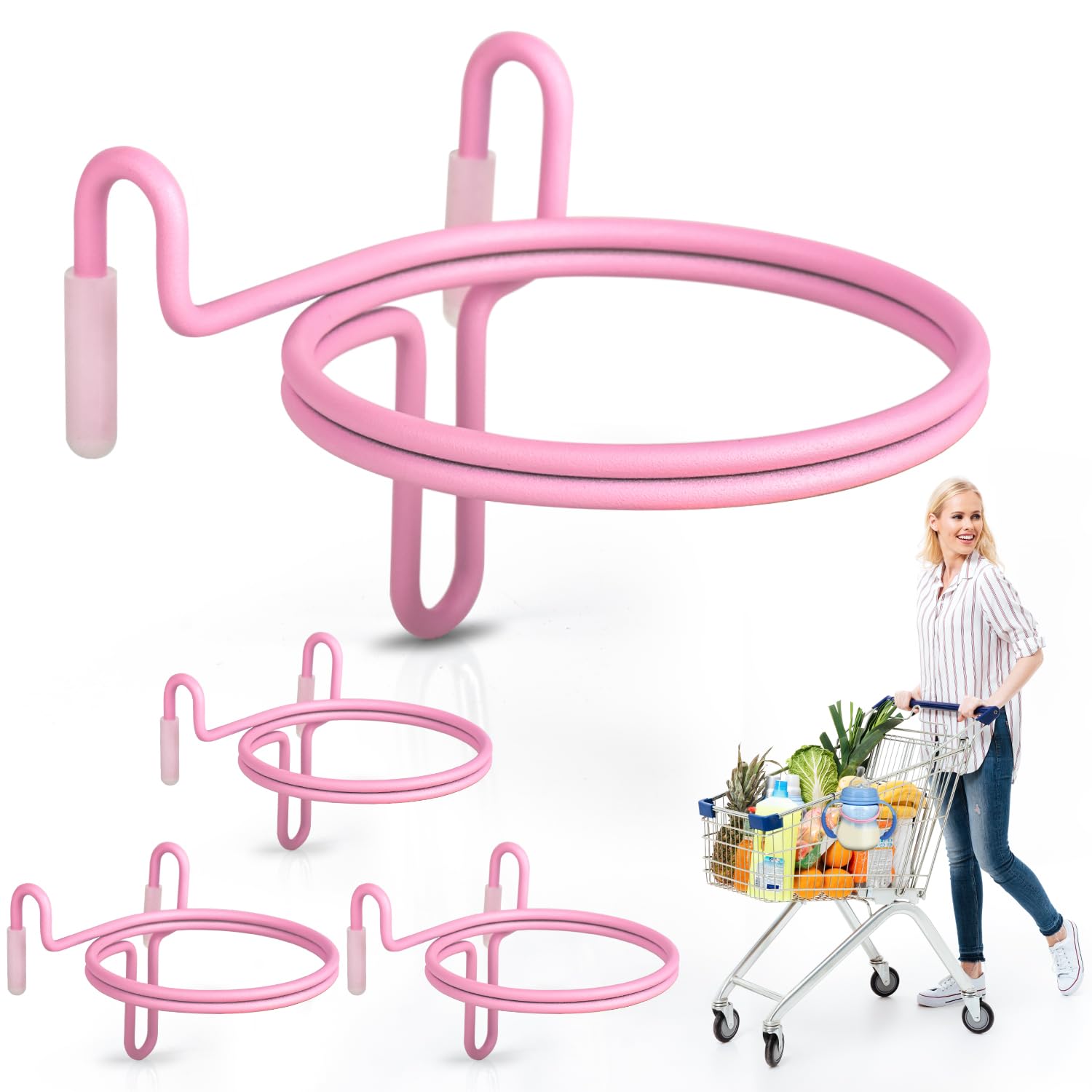 CAPHONT 4 Pcs Shopping Cart Cup Holder, Portable Cup Holder Shopping Carts Attachment Drink Holder for Hanging Coffee Cup Drink Cups Tapered Cup Baby