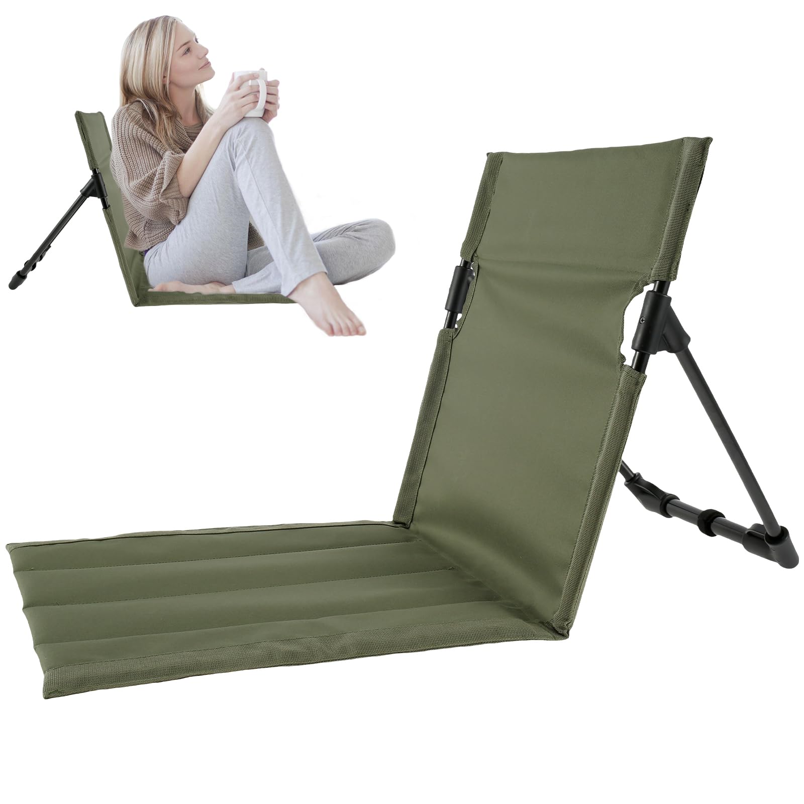 QINGLANG Silla de playa plegable, silla ligera de camping con bolsa de almacenamiento, asientos portátiles, silla de playa baja, silla plegable, silla de respaldo para pesca, barbacoas, senderismo,
