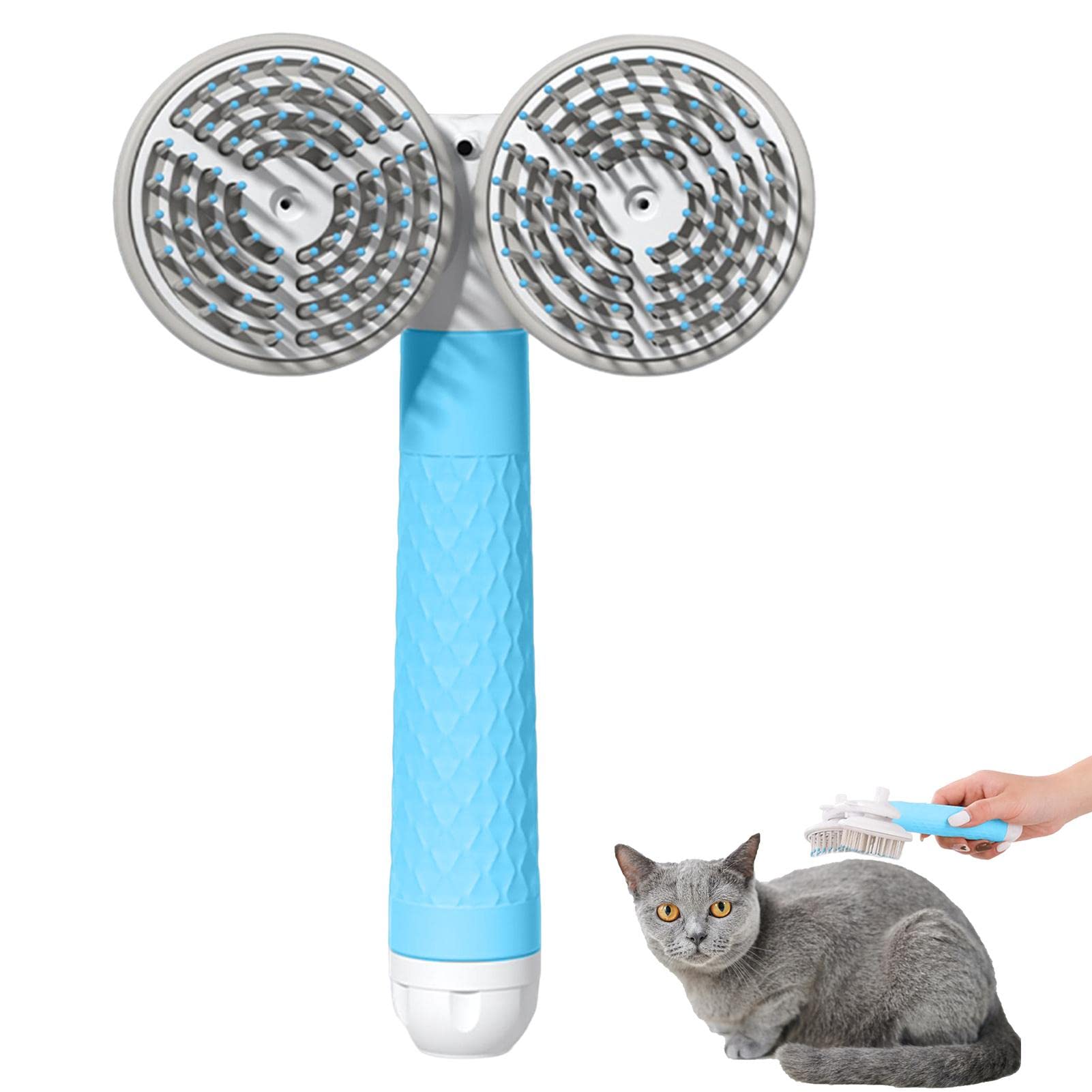 Cepillo para mascotas Cepillo para perros y gatos Cepillo para mascotas con dientes densos Cepillo para perros y gatos para mudar el aseo - Cepillo de pelo para gatos de doble cabeza Cepillo suave par