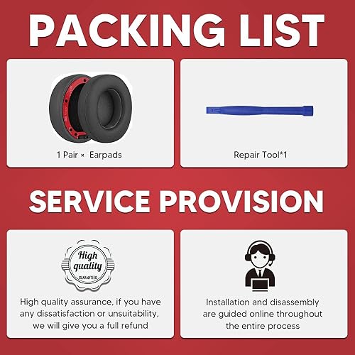 Miniatura 5 de Dr.Dre - Almohadillas Beats Studio 3 para los oídos, almohadillas de repuesto de piel con proteína, almohadillas de espuma viscoelástica, piezas de