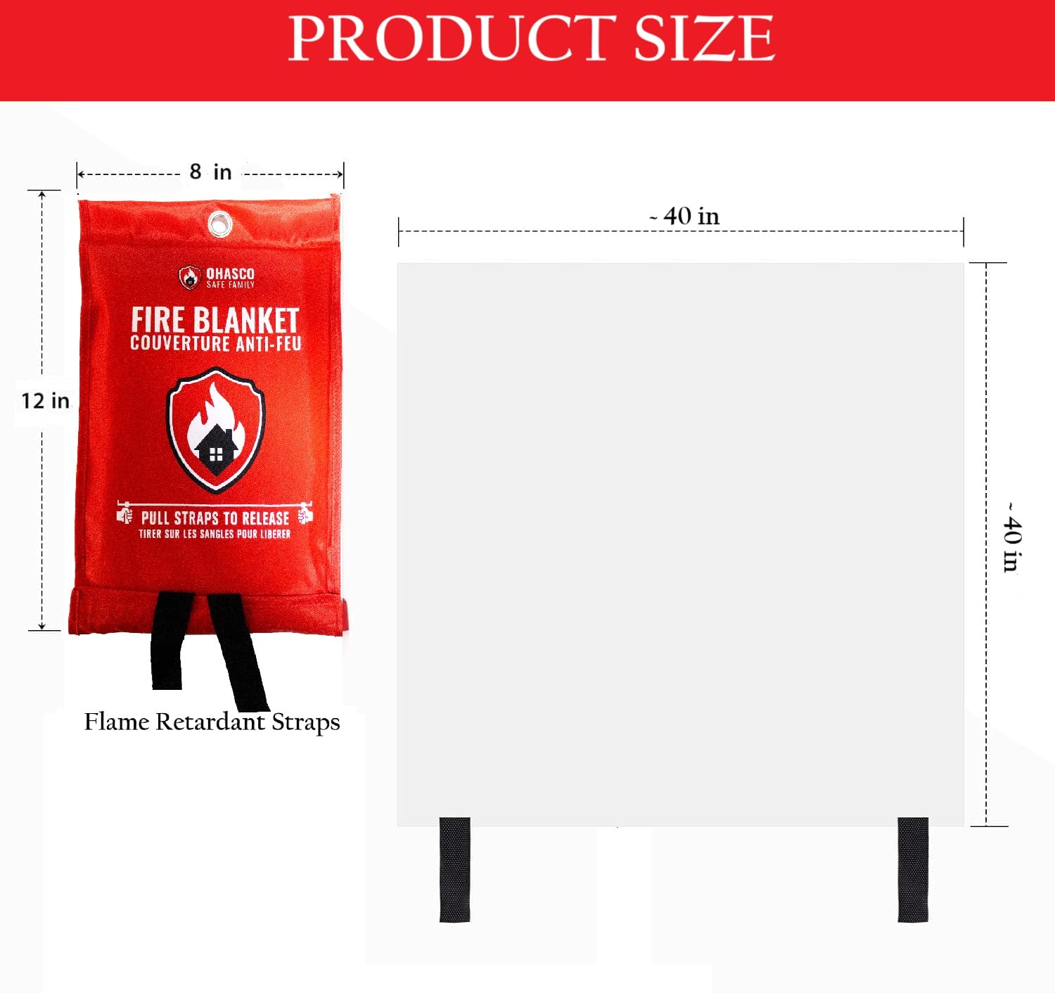 60 X 70 Fire Blanket 1m X 1m Fire Blanket - 100% Fiberglass, Emergency ...