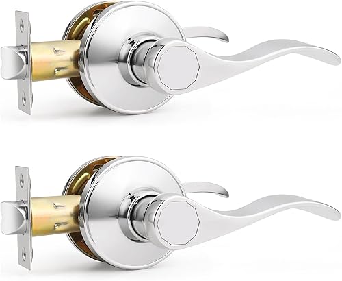 Vista 8 de Probrico Manija de Puerta Negra Palancas de Puerta de Pasaje para Puertas de Armario y Pasillo Estilo Ondulado Manijas de Puerta