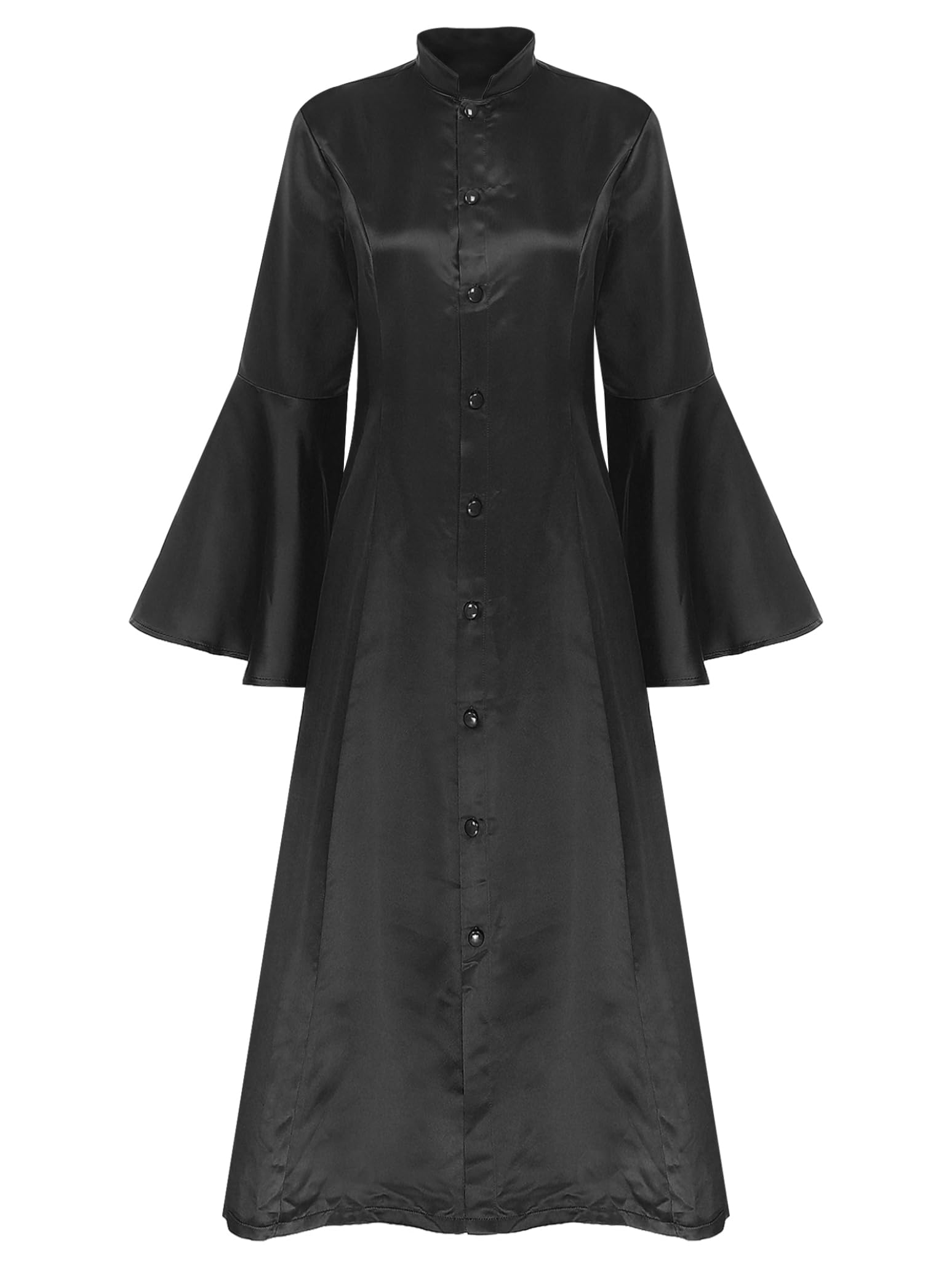 Women Clergy Robe Loose Fit Clergy Maxi Dress Minister Choir Robe Flared Sleeves A-line Long Dress