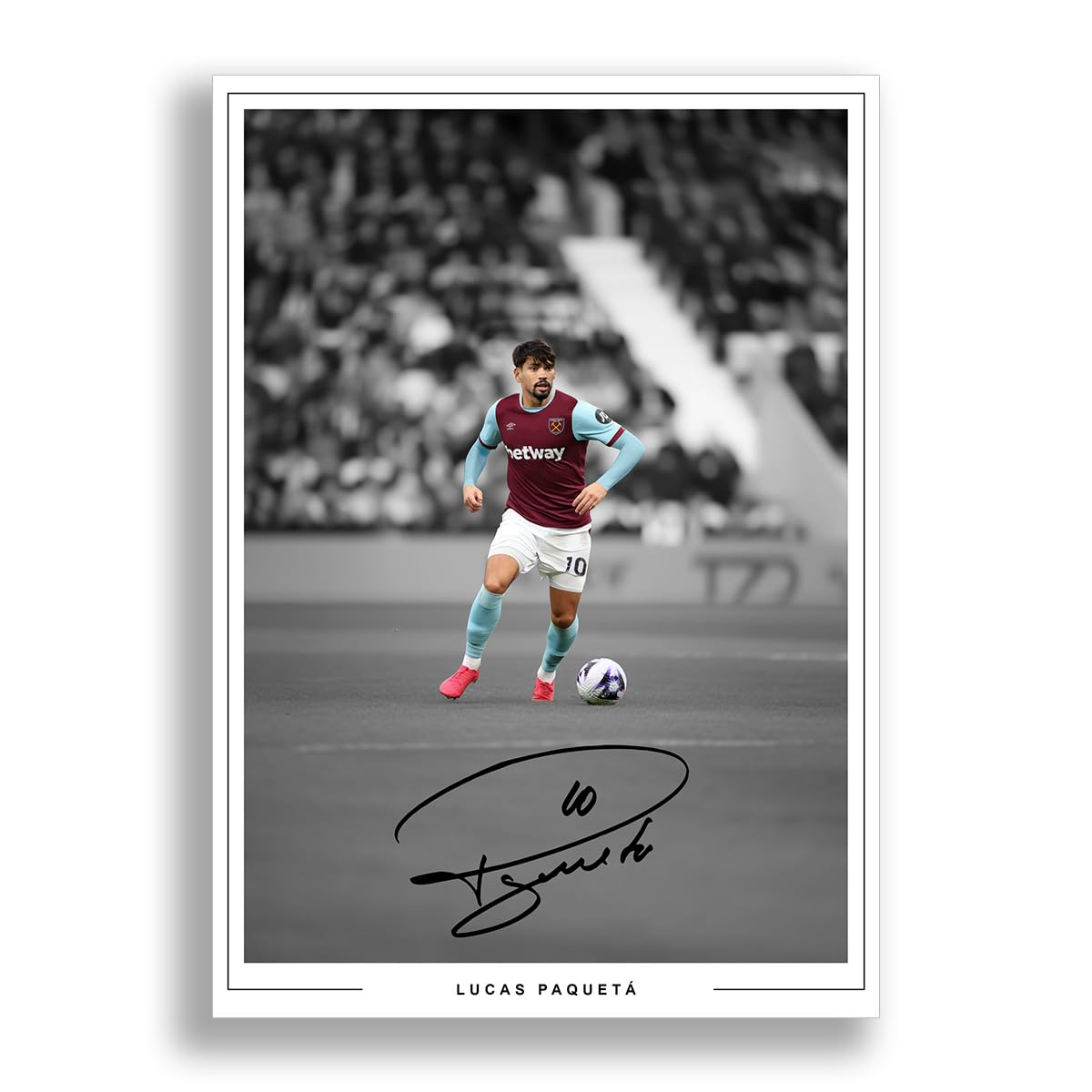 Mounted Gifts Trading A4 Poster Only Lucas Paqueta Signed Photo Poster Print West Ham United Autograph Framed Display Memorabilia Gift (A4 Poster Only)