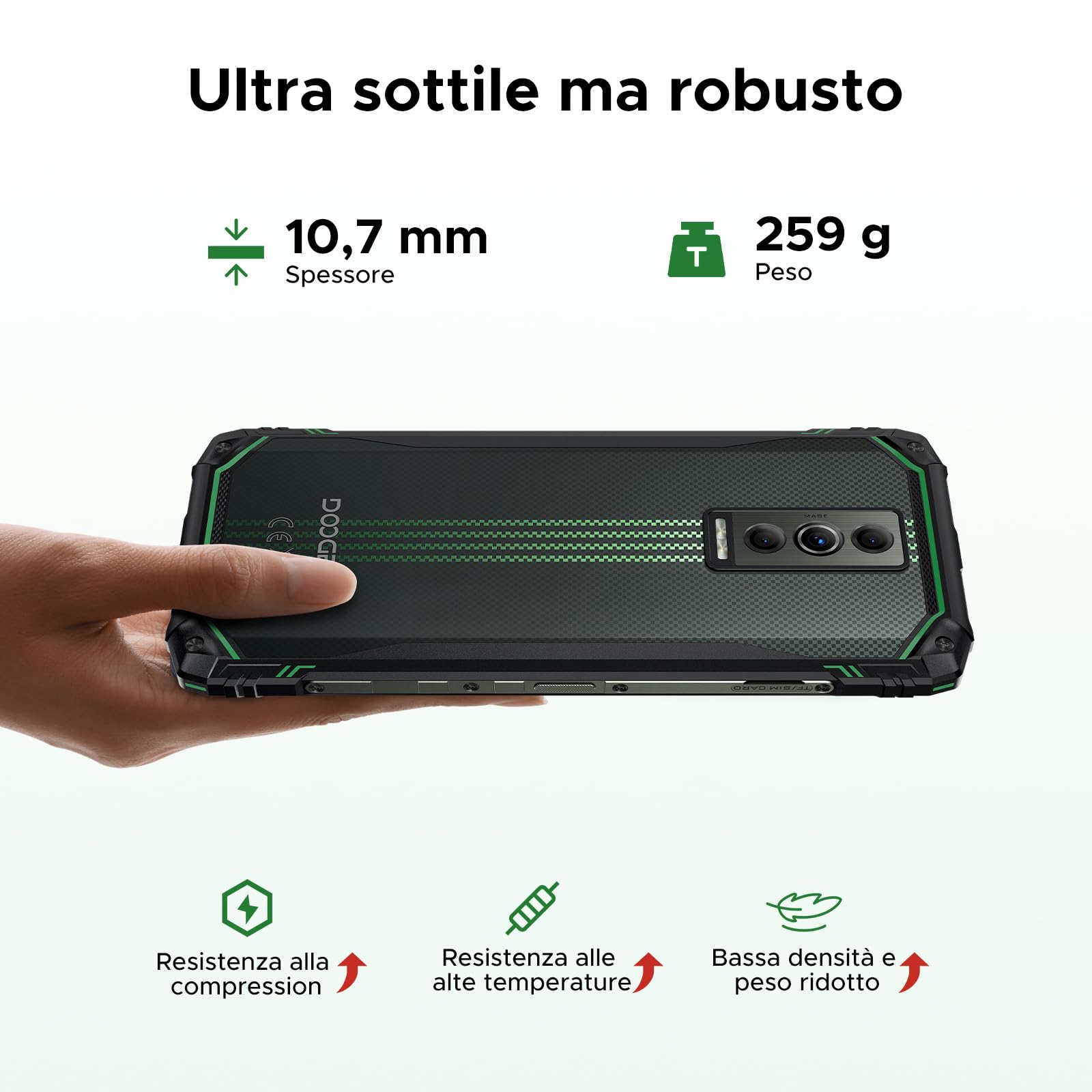 DOOGEE Blade 10 Energy 4.5G Rugged Smartphone, 24GB+128GB/2TB, Octa-core Telefono Indistruttibile, Android 15, 6150mAh Batteria, 6.56" HD+ 90Hz, 16MP+8MP, Widevine L1/GPS/Face ID/NFC