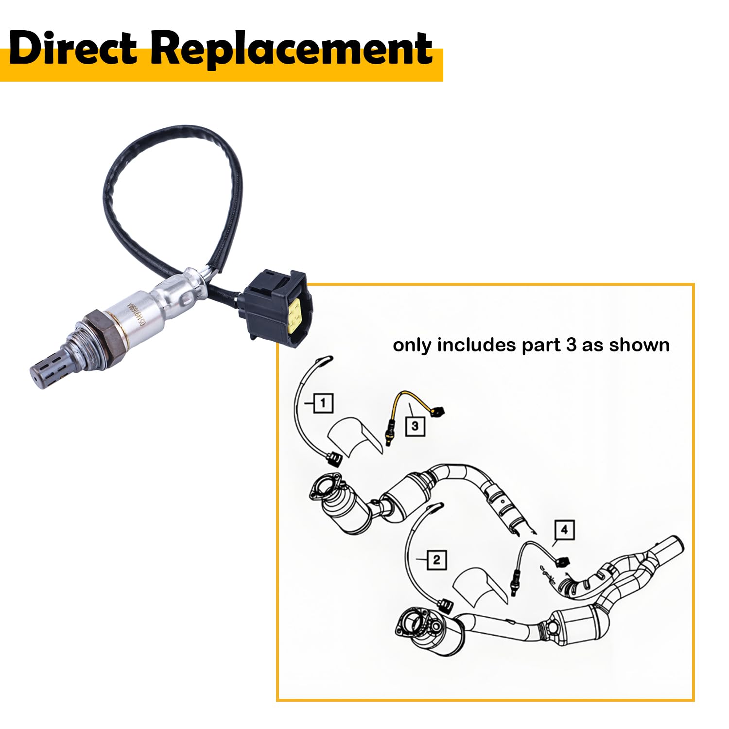 05149169AA Oxygen Sensor Compatible with Jeep Wrangler 2010-2011 3.8L V6