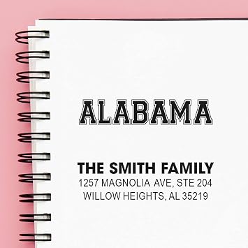 Alabama Duo Hand State Stamp - Personalized Rubber Stamp