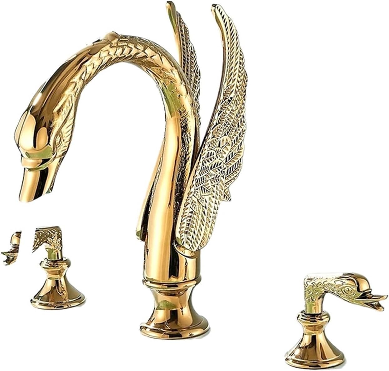 Bathroom Basin Faucet Crystalline Double Handle Sink Hot&Cold Bathroom Sink Mixer Tap Deck Mounted Basin Tap 3 Set Bathtub tap
