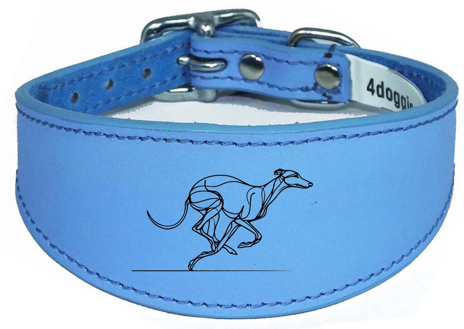 Sighthound Leather Collar, Wide, Padded, Handmade, for Whippet and Greyhound, NL15