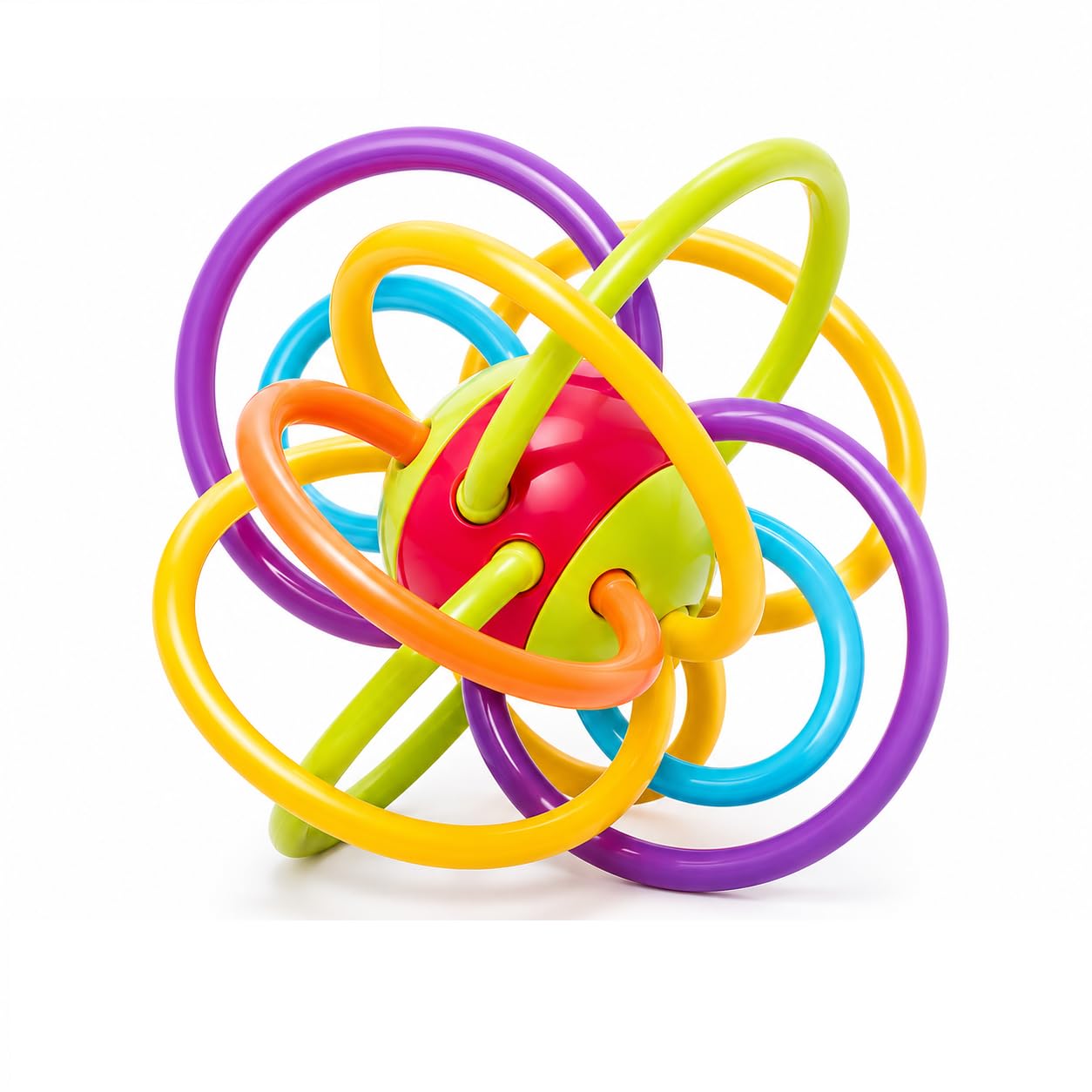 PLUSPOINT Infant Plastic Loopi Ball Sensory Baby Teether Tube Ball Loopi Toy Sensory Teething Toys For Babies Baby Teether, Soothe Teething With Rattle 3-12 Months,Multi-image-5