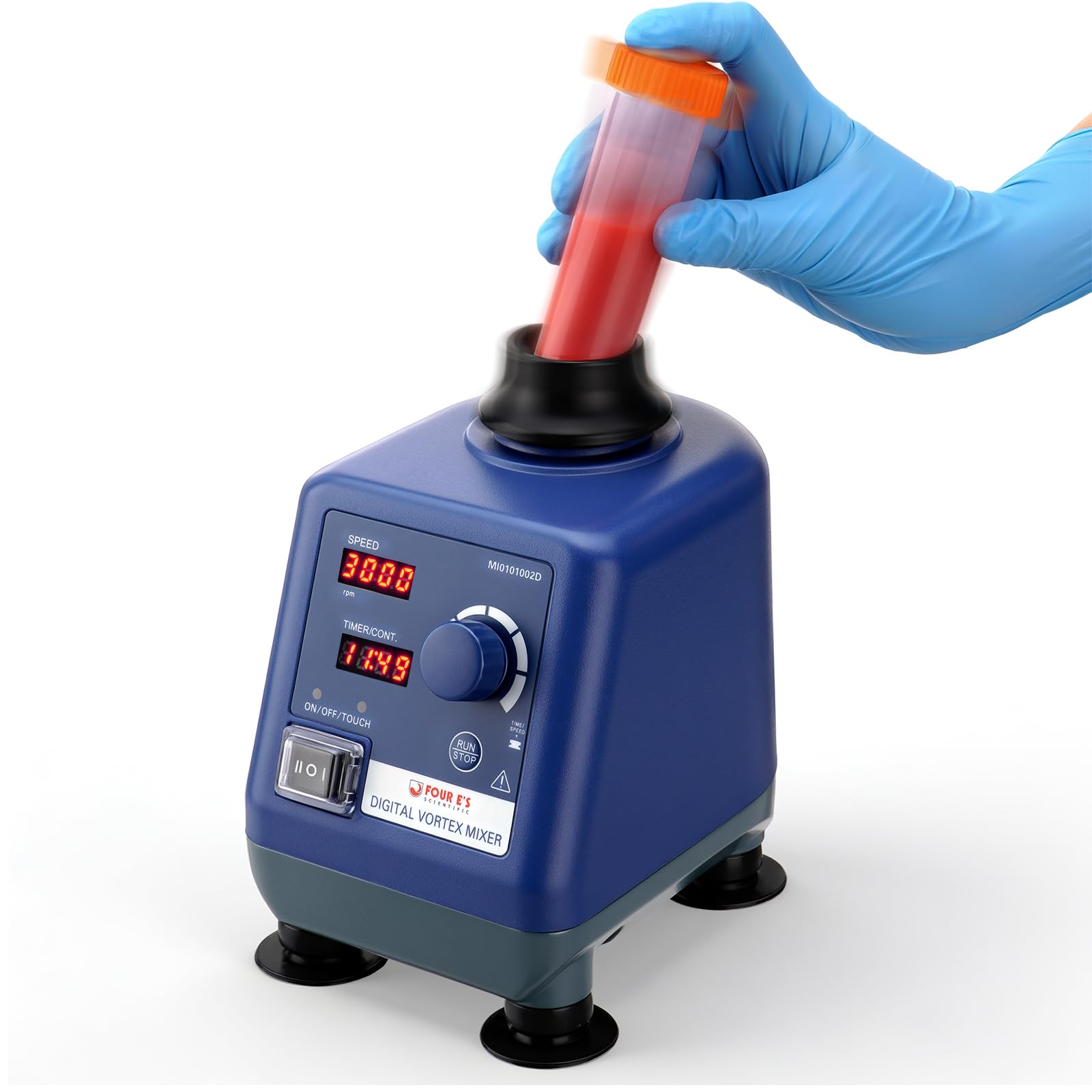 4E's USA LED Vortex Mixer Verschiedene Geschwindigkeit 400-3000rpm, Labor Vortexer mit Touch, Timer und Kontinuierlichen Modi für Tuben, Nagellack und Acrylfarben Tinte