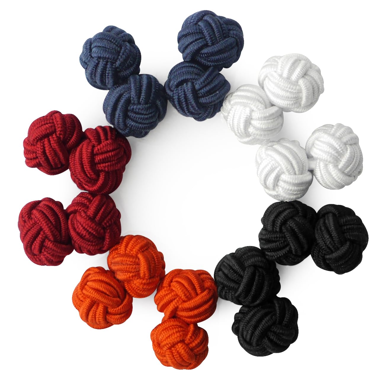 HONEY BEAR 5 Pairs Mens/Women Silk Fabric Knot Twisted Cufflinks Set, for Shirt/Dress Business Wedding Gift