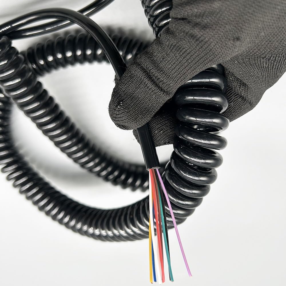 Espiral enrollada Cable de resorte en espiral de 24 AWG, 9 núcleos, 0,2 mm2, espiral telescópica, cobre puro, cable con cubierta de alambre altamente elástico Alambre de tensión(3.75 meters)