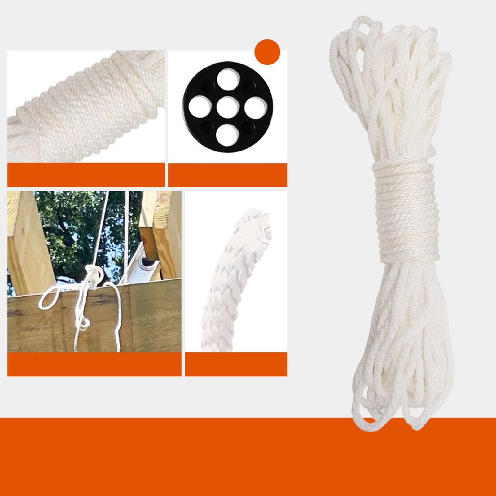 Tie Down Rope Pulley, Appendiabiti a 4 ruote, Puleggia di sollevamento a baldacchino, di puleggia a corda da 65 piedi, Puleggia leggera per, Sollevamento della corda resistente,