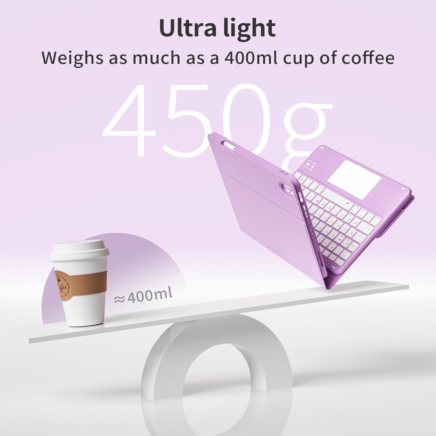 Keyboard Case for iPad Air 11-inch/Air 5th 4th Generation Case - 7 Colors Backlit,Multi-Touch Trackpad, Detachable Keyboard Cover with Pencil Holder for Air 11" M3/M2 (2025/2024) (Purple) - Image 8